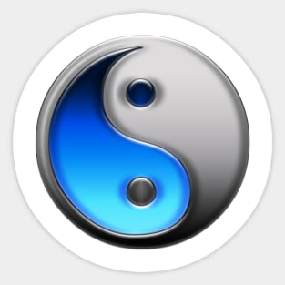 Blue and Silver Yin Yang Sticker